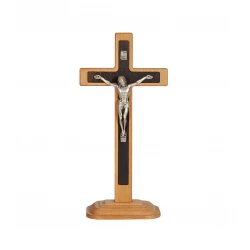 Krzyż stojący/wiszący drewniany brąz 20 cm